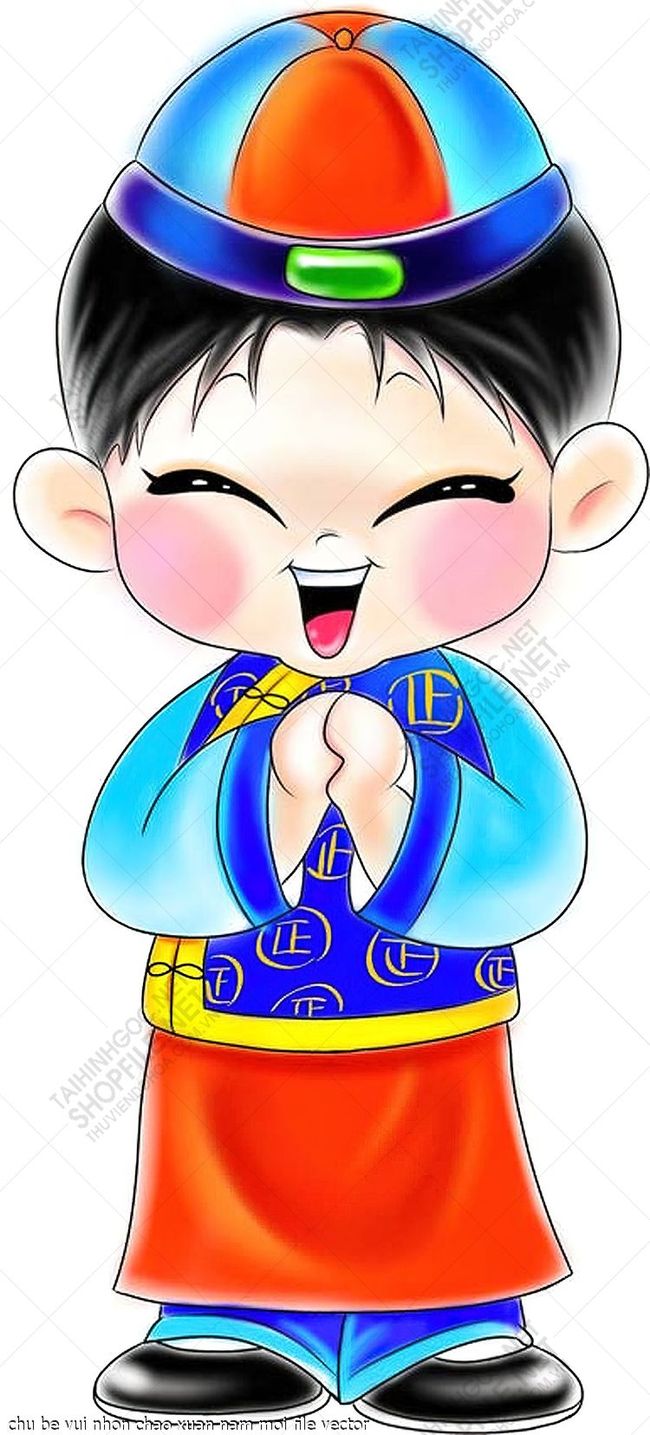 chu be vui nhon chao xuan nam moi file vector